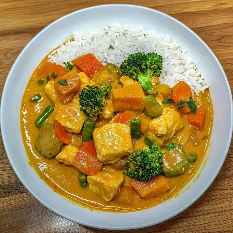 Schnelles Hähnchencurry mit Reis