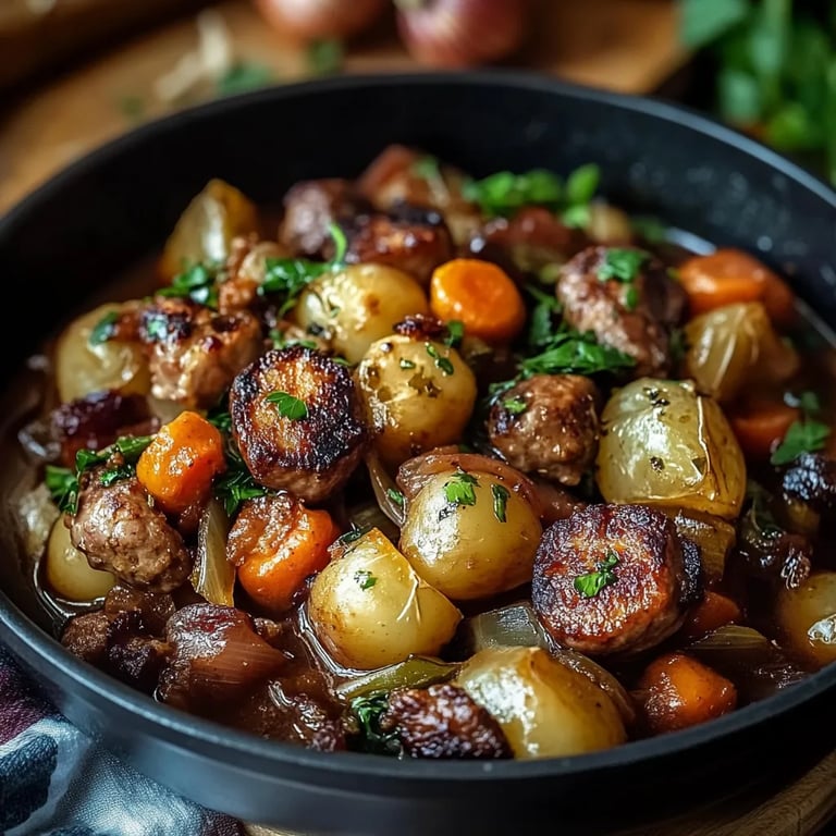 Rosenkohl-Eintopf mit Fleischbällchen