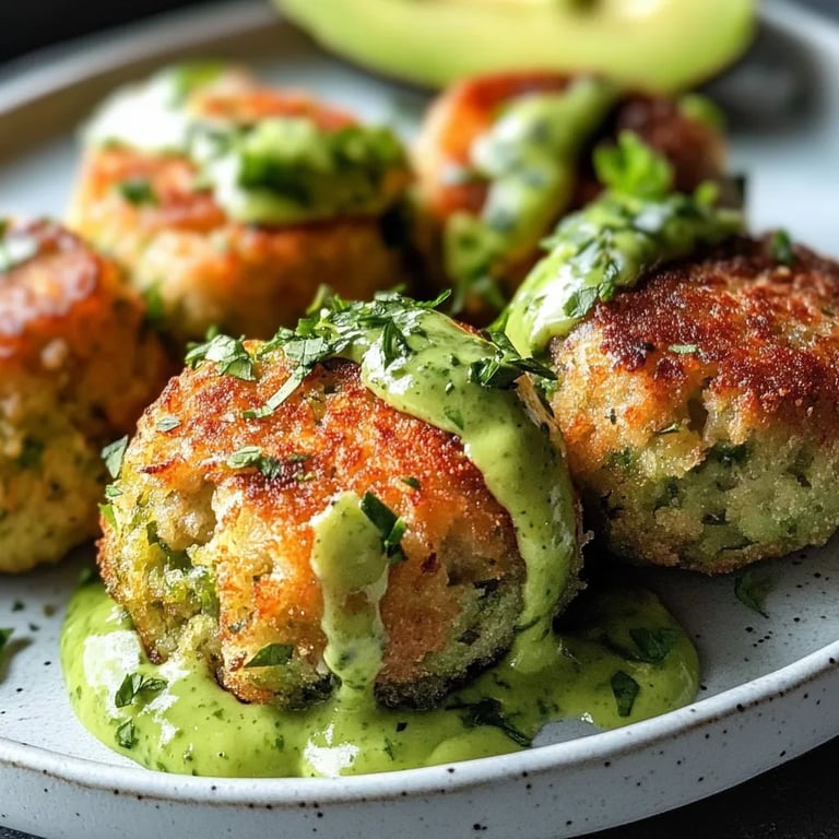 Salmon Balls with Creamy Avocado Sauce