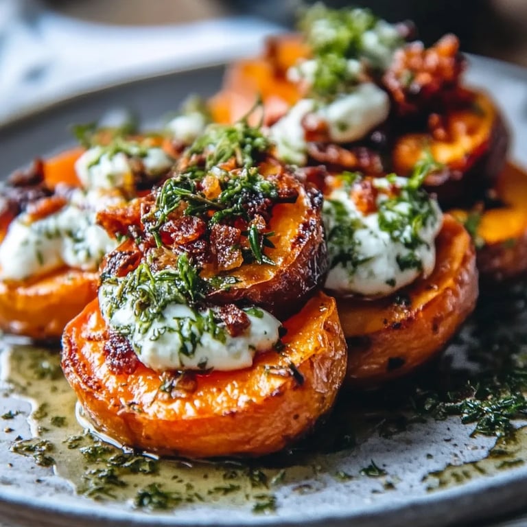 Easy Roasted Sweet Potatoes with Herbed Ricotta