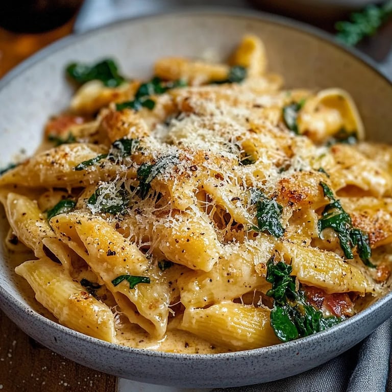 Einfaches Knoblauch-Parmesan-Hähnchen-Pasta-Rezept