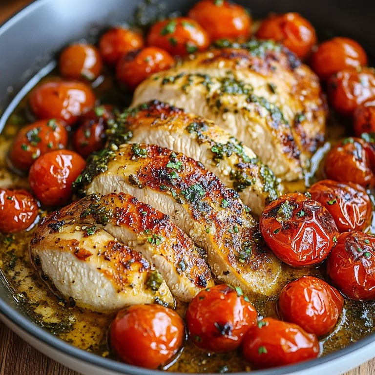 Creamy Pesto Chicken w/ Roasted Tomatoes: An Amazing Ultimate Recipe