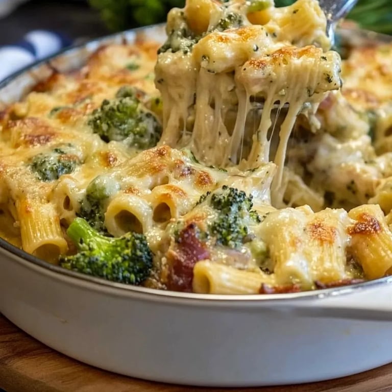 Creamy Pesto Chicken and Broccoli Pasta Bake