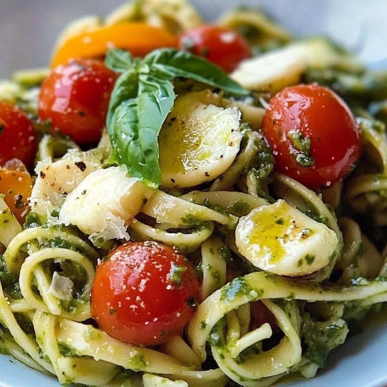 Pesto-Pastasalade mit Tomaten & Mozzarella