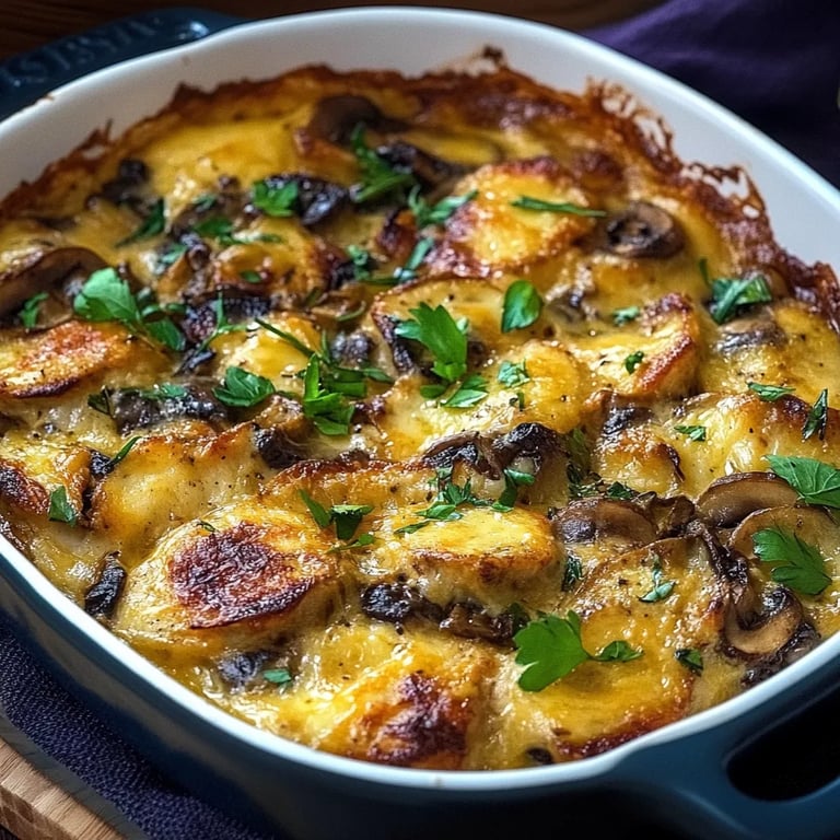 Schnitzel-Gratin mit Curry und Champignons