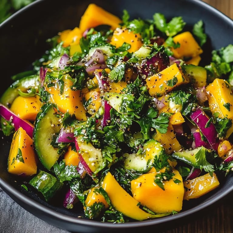 Mango-Grünkohl-Salat mit Koriander-Limetten-Dressing