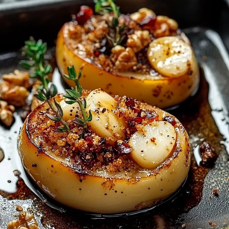 Gebackene Birnen mit Honig und Walnüssen