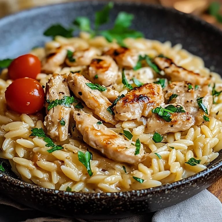 One Pot Orzo Pasta mit Hähnchen