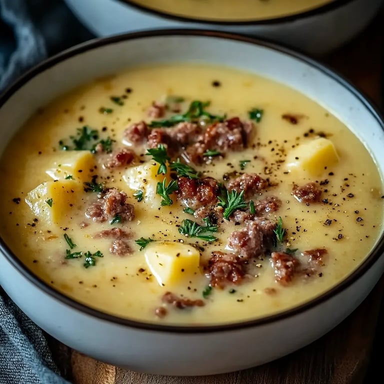 Friss-dich-dumm-Suppe – Cremige Käsesuppe mit Hackfleisch