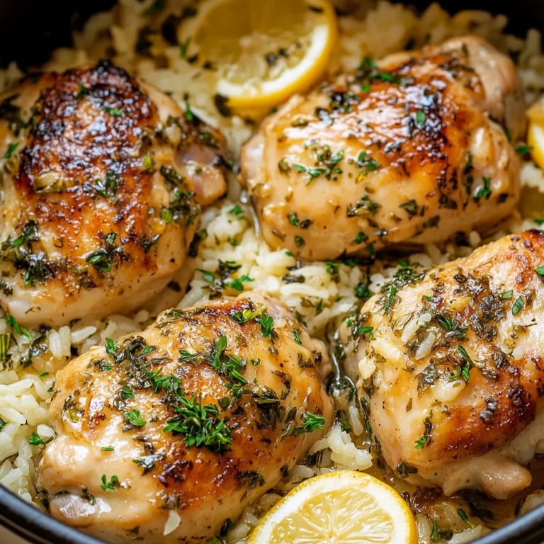 Slow Cooker Lemon Herb Chicken and Rice