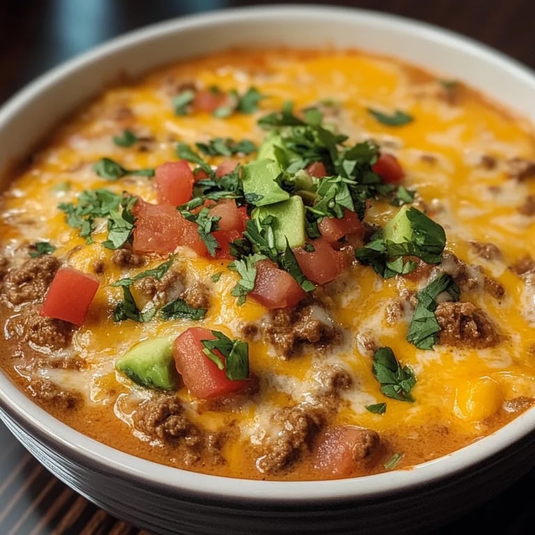 Creamy Cheesy Ground Beef Taco Soup