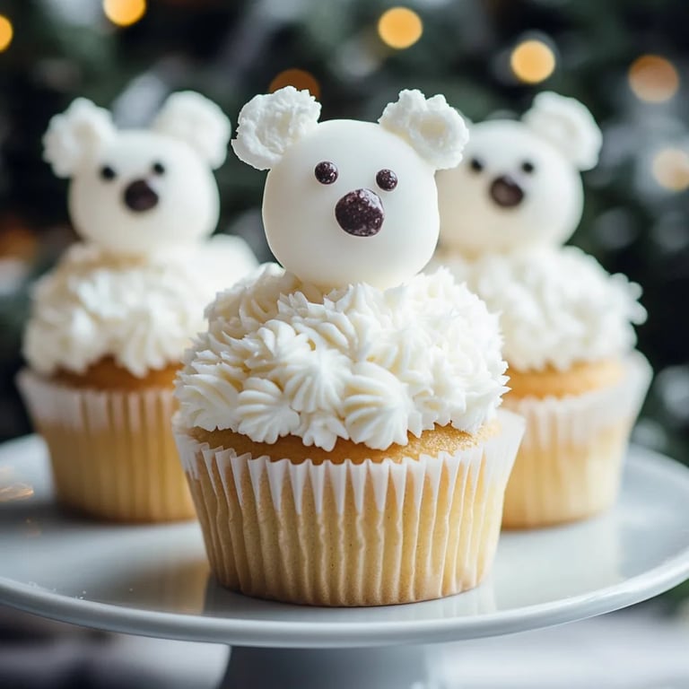 Weihnachts-Cupcakes mit polarweißem Bären