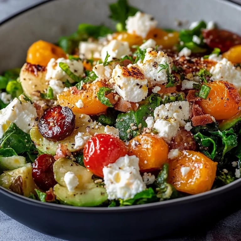 Perfekt geröstetes Ofengemüse mit Feta und Rinderbacon