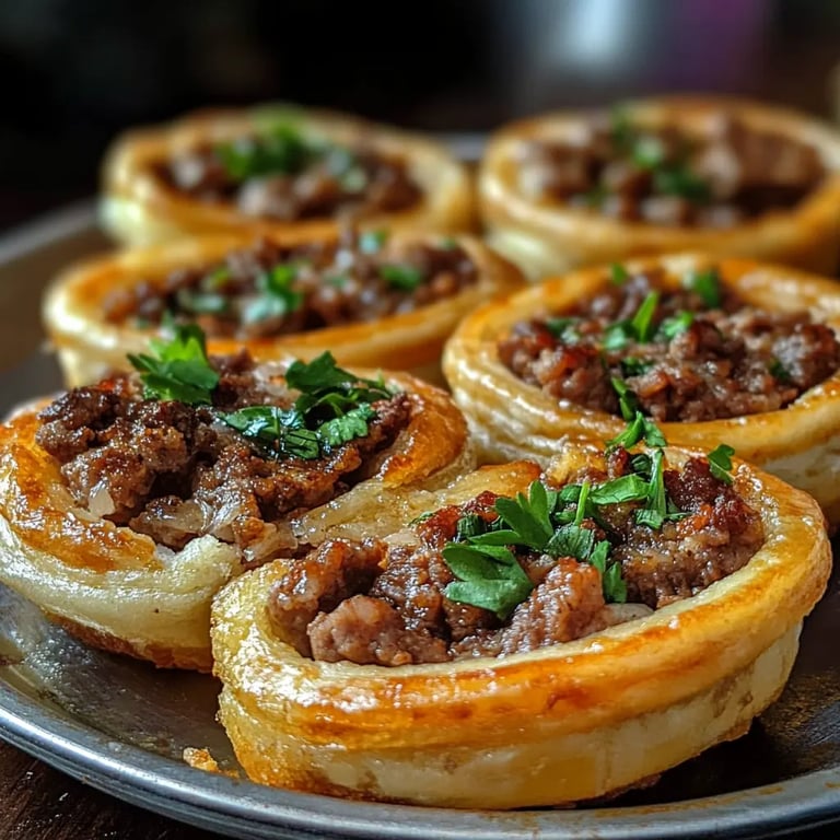Mini pasteles de carne horneados en bandeja