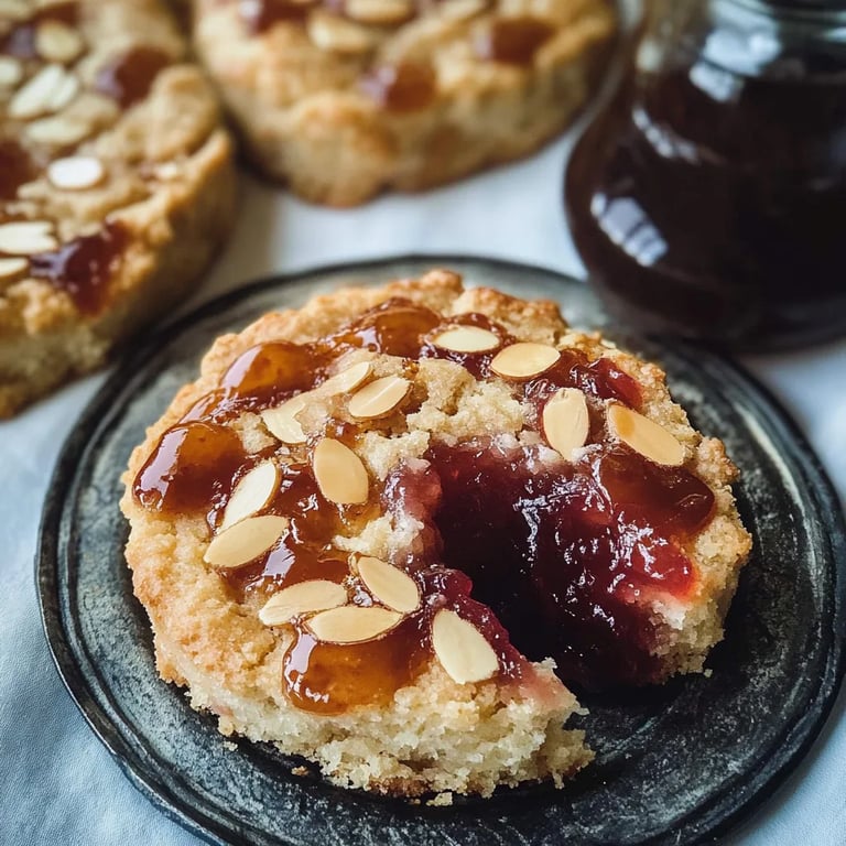 Mandel-Mürbteig Kekse mit Marmelade