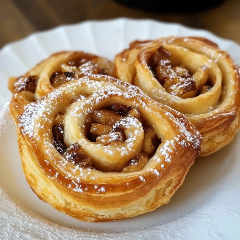 Apfel Zimt Schnecken mit Blätterteig