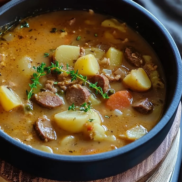 Kartoffelgulasch mit Würstchen