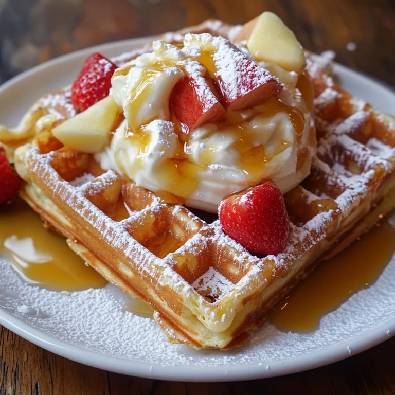 Apfel-Zimt-Waffeln mit Vanillesauce