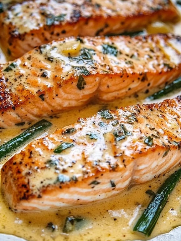 Tuscan Salmon with Parmesan Cream Sauce