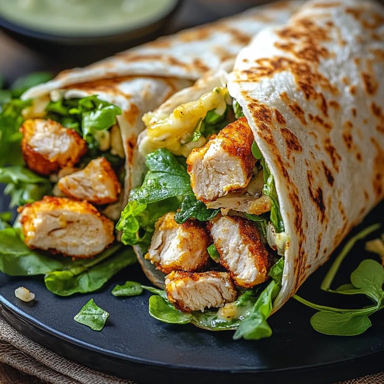 Knuspriger Chicken-Caesar-Wrap