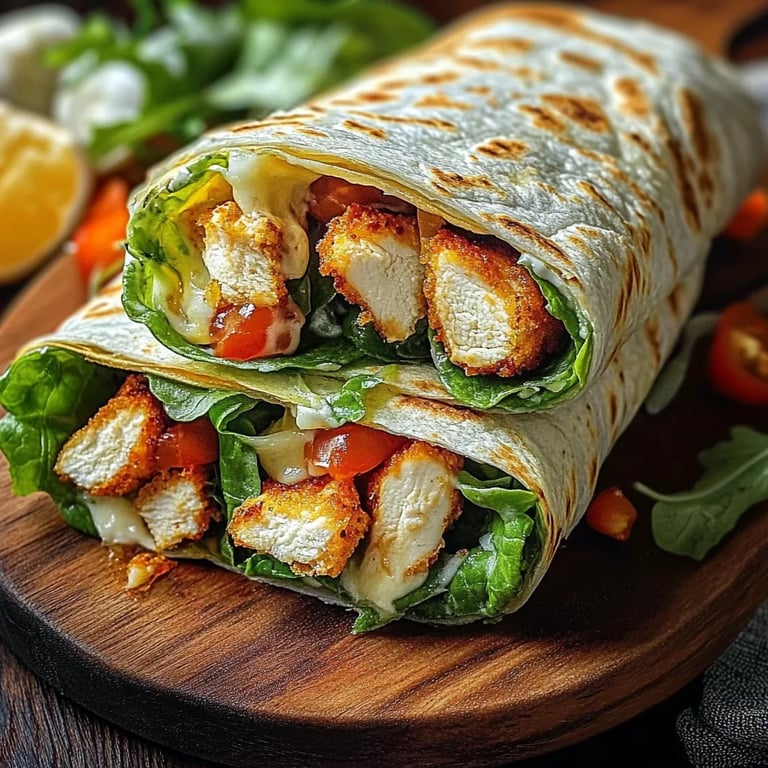 Knuspriger Chicken-Caesar-Wrap