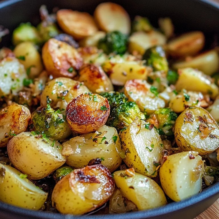Knoblauch-Rosenkohl-Kartoffeln