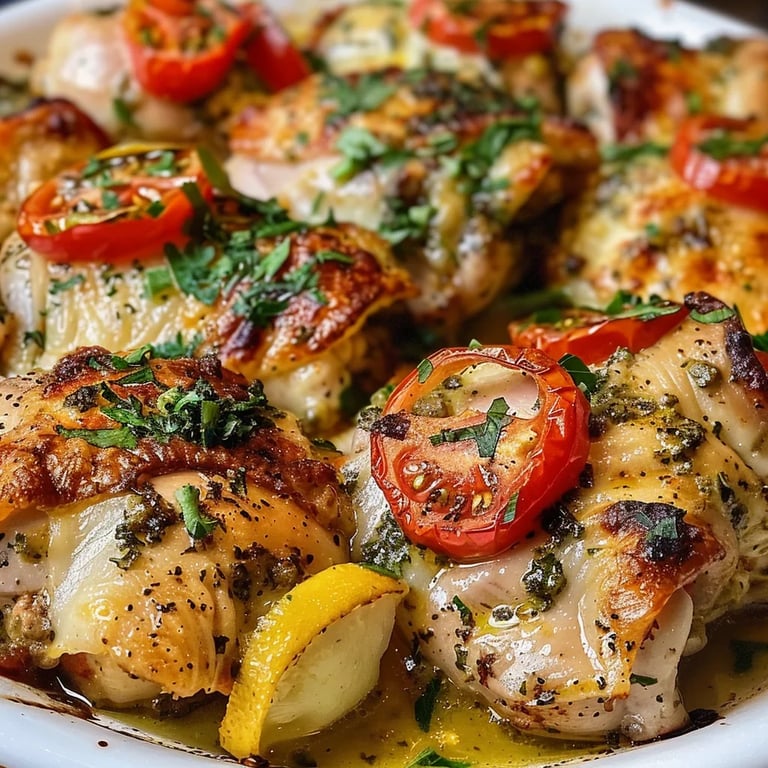 Pollo Mediterráneo y Calabacín al Horno
