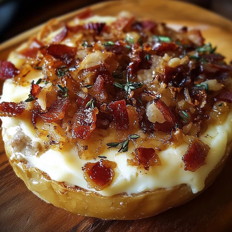 Baked Brie with Caramelized Onions and Bacon