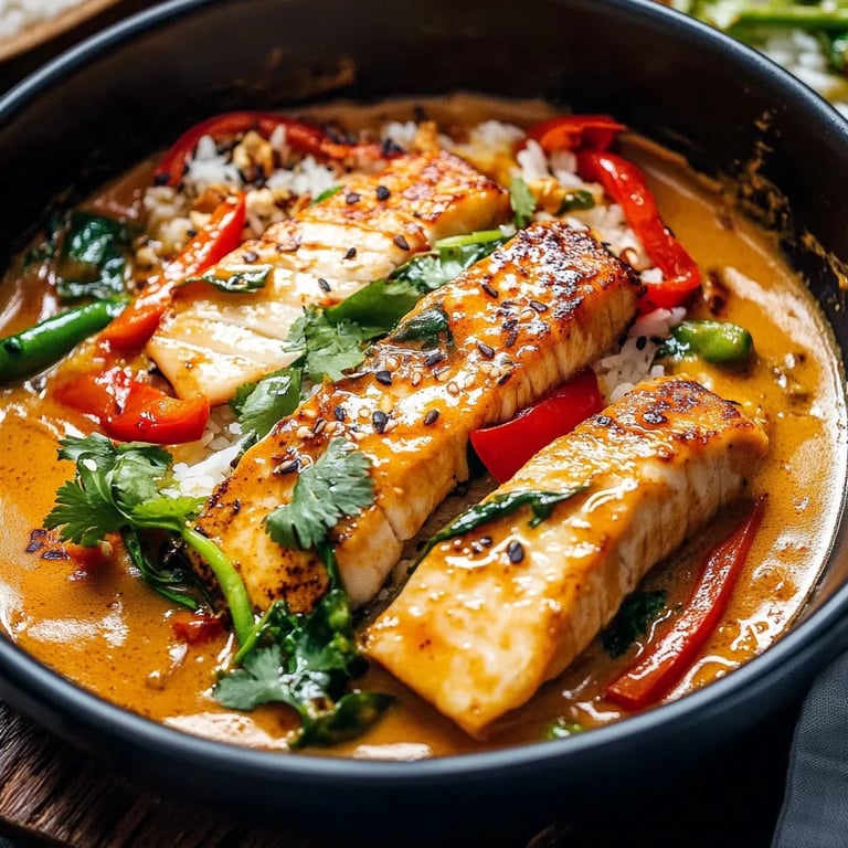 Thailändisches Kokos-Curry mit Lachs