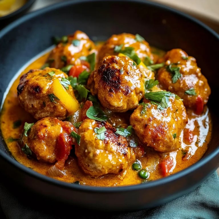 Linsenbällchen in Curry-Sauce