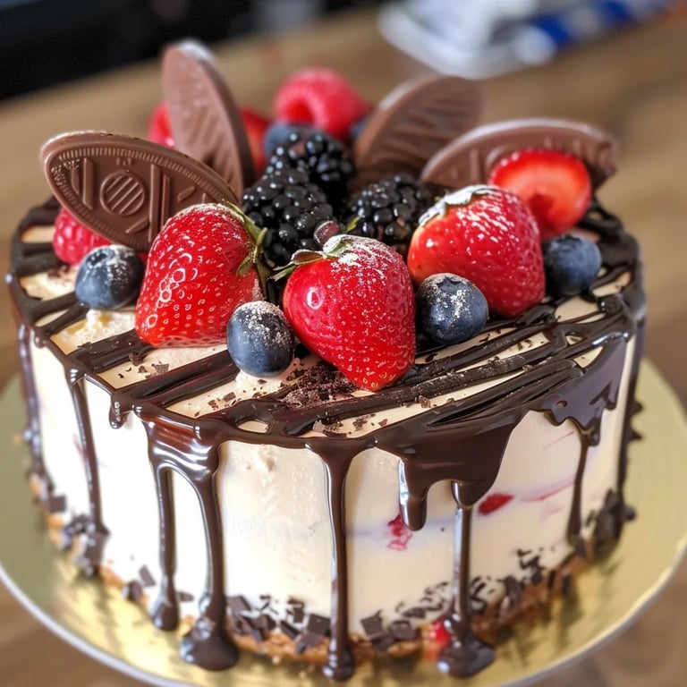 Tarta de Oreo y Fresa con Drip