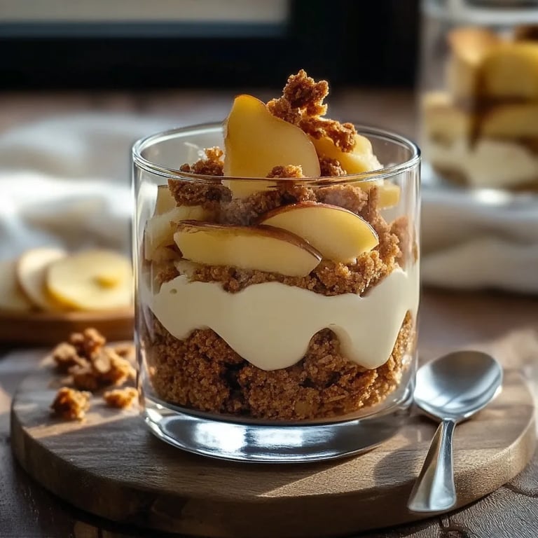 Spekulatius-Apfel-Käsekuchen-Dessert im Glas