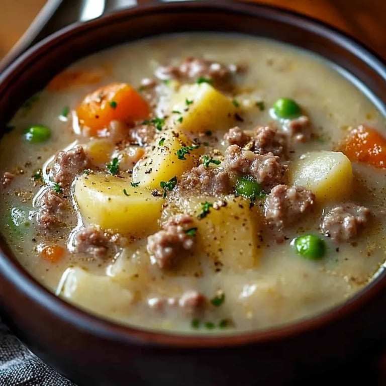 Cremige Kartoffel-Hamburger-Suppe
