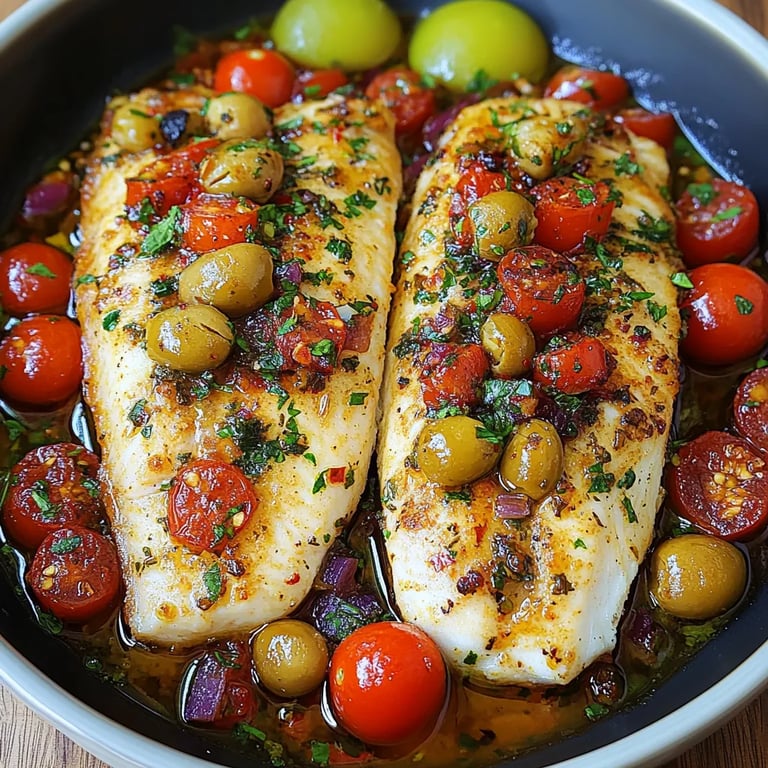 Easy Baked Fish w/ Olives & Tomatoes: An Amazing Ultimate Recipe