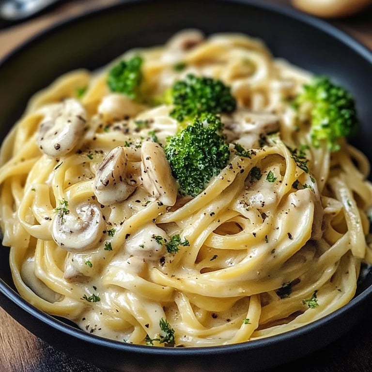 Cremige Hähnchen-Brokkoli-Pasta