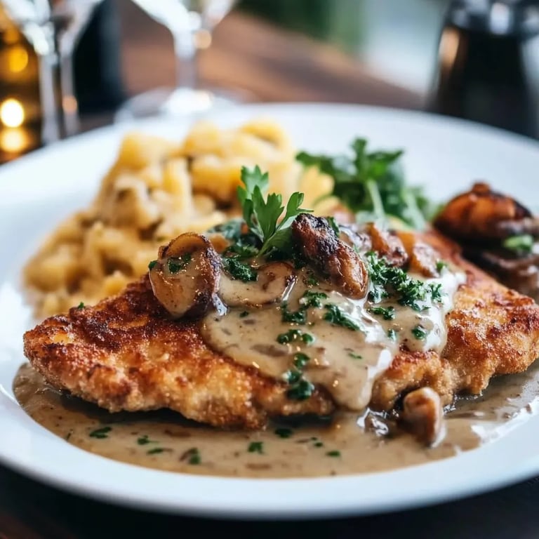 Jägerschnitzel (Schnitzel mit Pilzsoße)