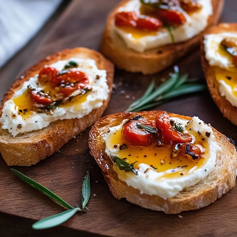 Whipped Feta Crostini with Hot Honey