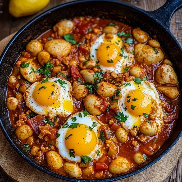 Spanische Bohnen und Eier