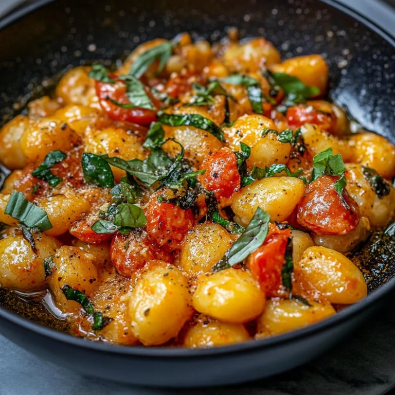 Cremige Gnocchi mit gerösteten Tomaten