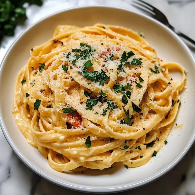 Easy Creamy Pumpkin Alfredo Pasta