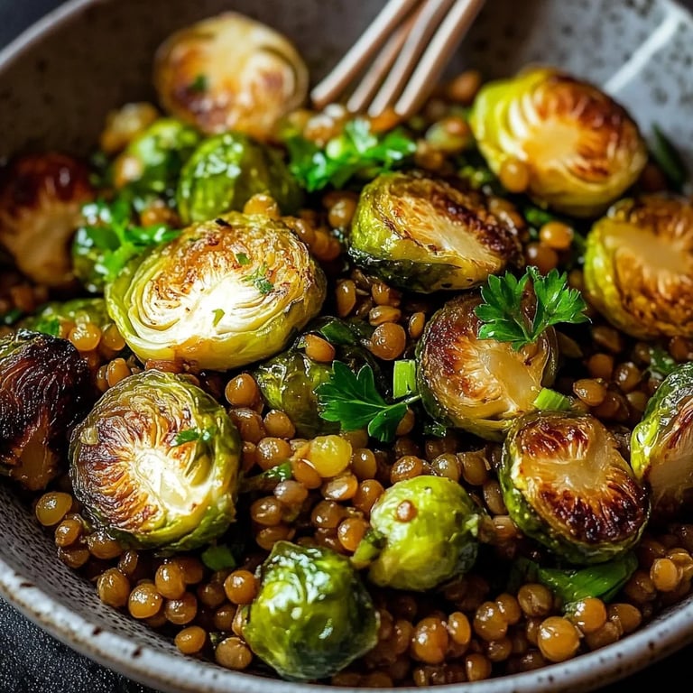 Gebratener Rosenkohl mit Berglinsen
