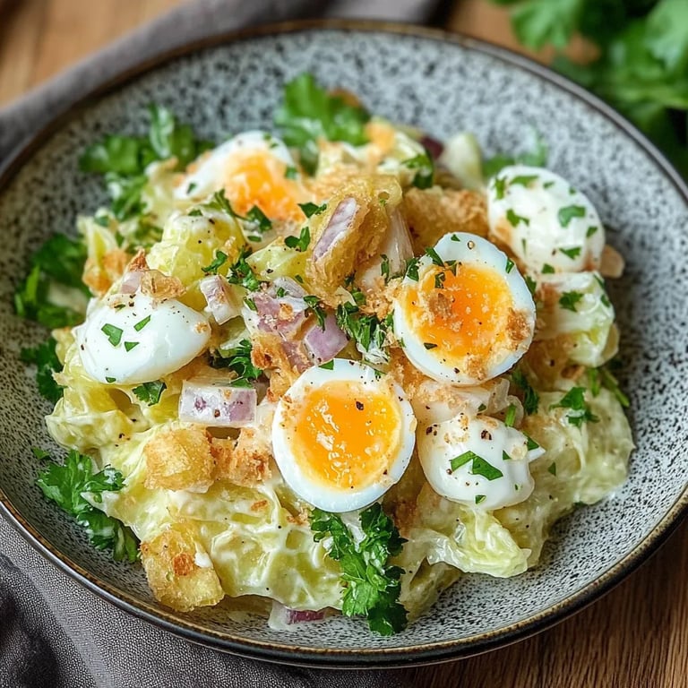 Kartoffelsalat mit Mayonnaise und Ei