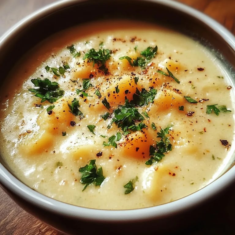 Creamy Cheddar Garlic Herb Potato Soup