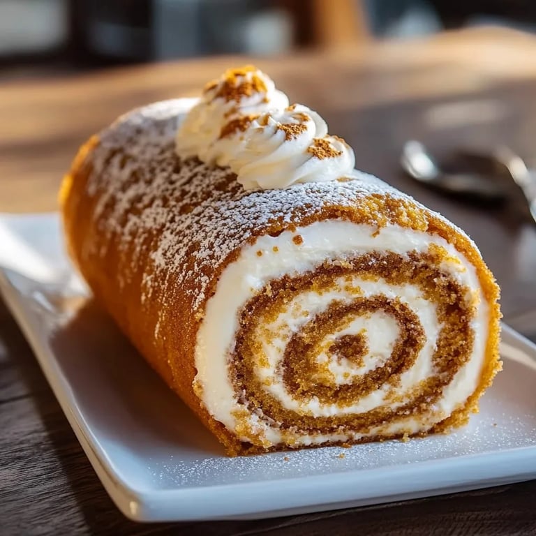 Creamy Pumpkin Spice Roll Cake