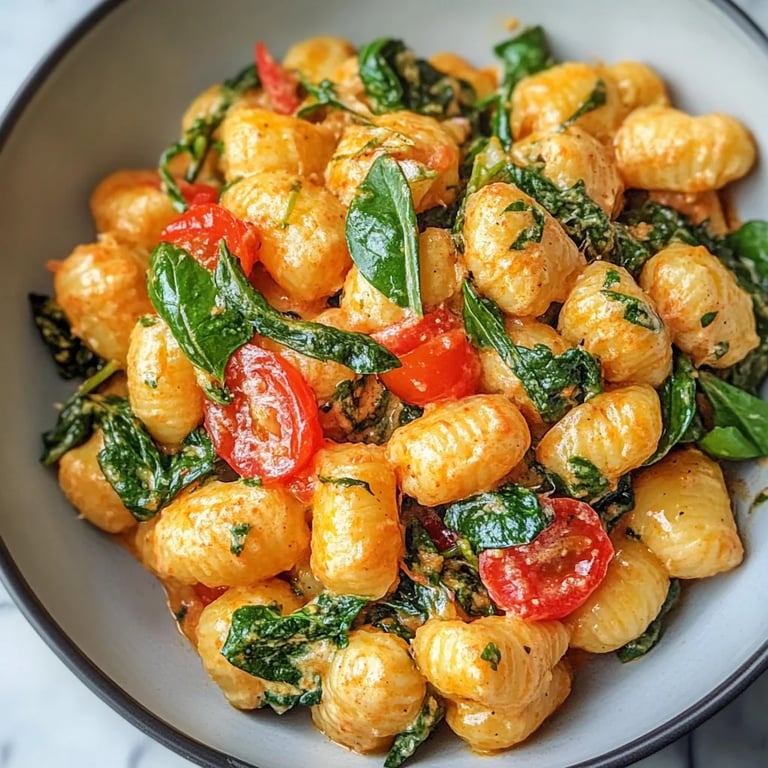 Schnelle Gnocchi-Pfanne mit Tomate & Spinat