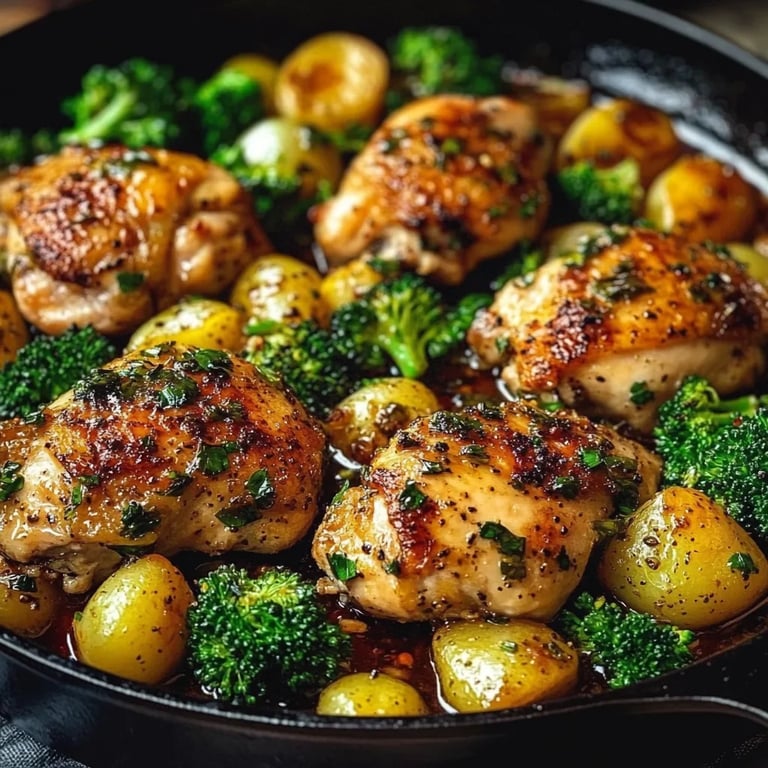 Honey-Garlic Chicken mit Brokkoli und Kartoffeln