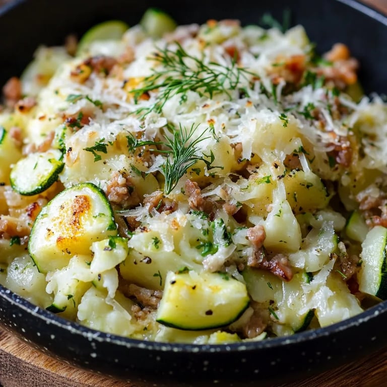 Schnelles Zucchini-Hackfleisch-Pfannengericht