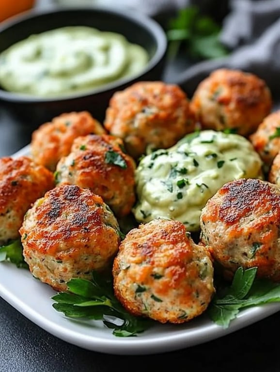 Salmon Meatballs with Creamy Avocado Sauce