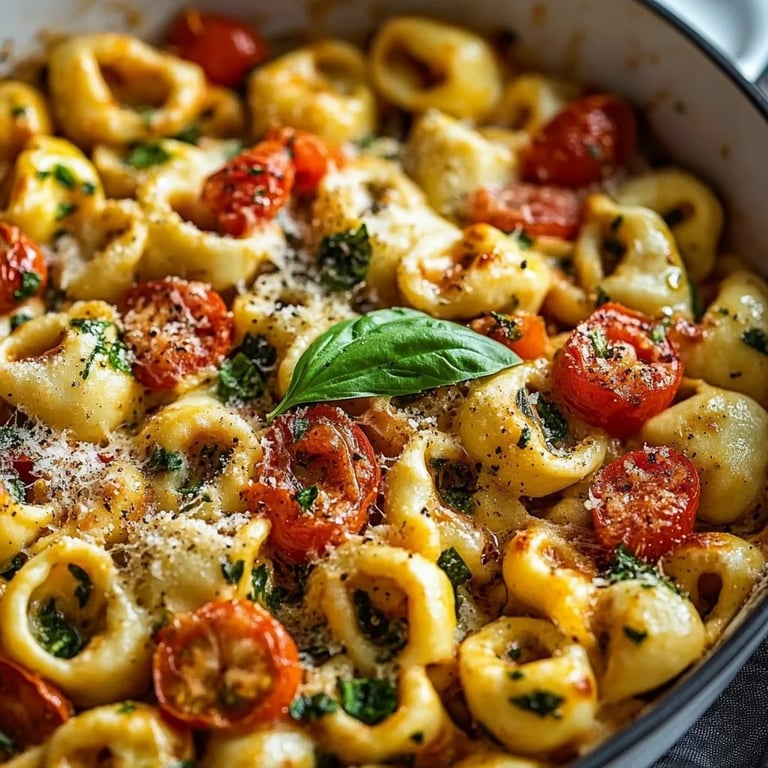 Tortellini-Auflauf mit Tomaten und Mozzarella