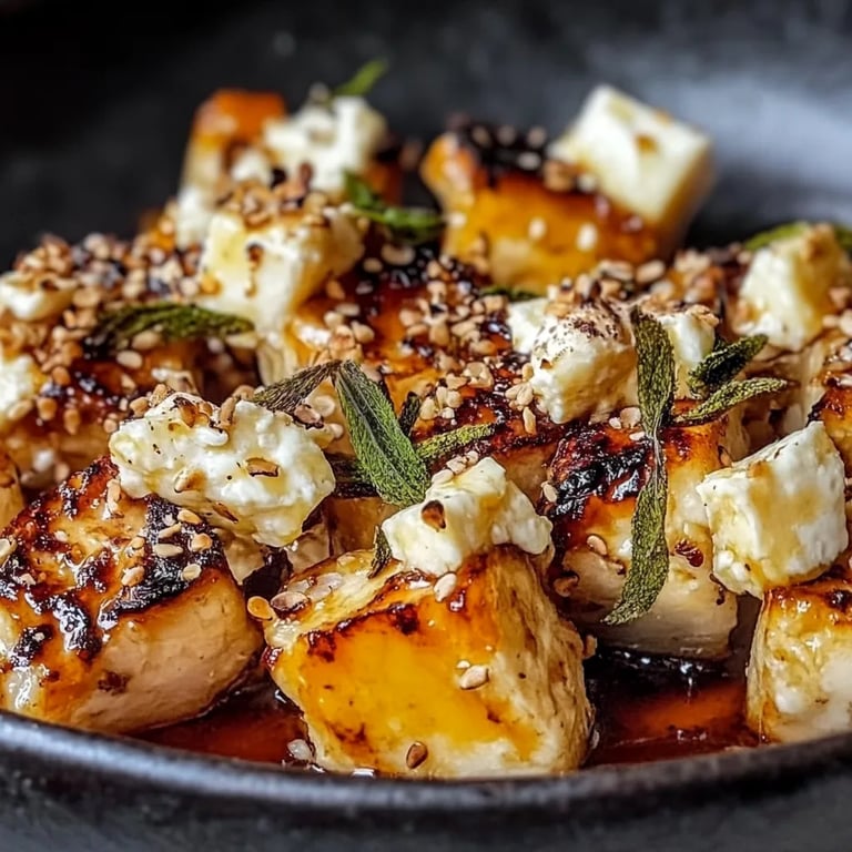 Gebackener Hokkaido mit Honig und Feta